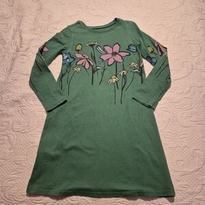 Tea Collection girls size 8 green flower printed design long sleeves GUC
